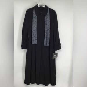 Fleet Street Rain Wear NWT Women’s All Weather Trench Coat W/Scarf Black Size 6